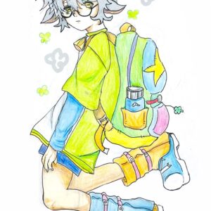 手描きイラストアナログ　色鉛筆　「くろーばー」